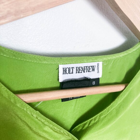 Vintage Lime Green 100% Silk Blouse - Picture 5 of 11